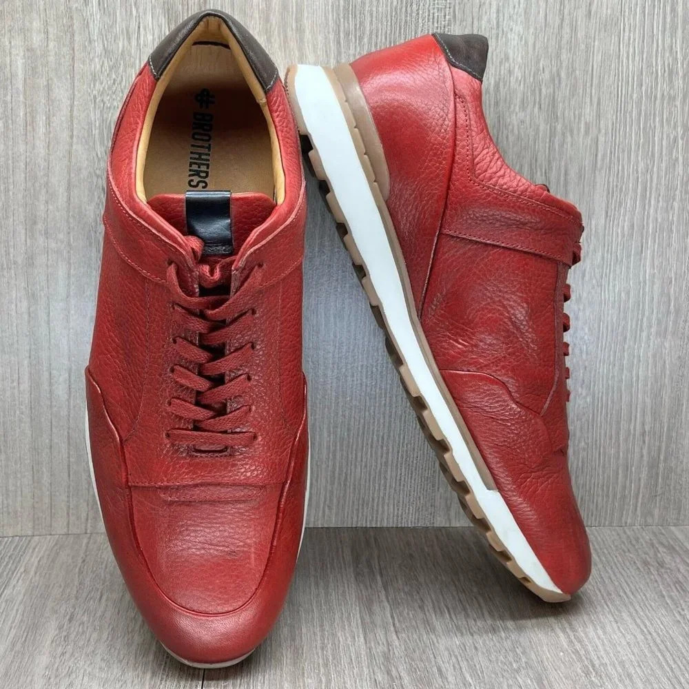 Brothers United Red Leather Sneakers - Picture 7 of 12